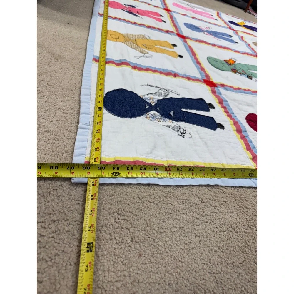 Vintage Handmade Sunbonnet Sue Overall Sam Applique Quilt Multi Color 86x68
